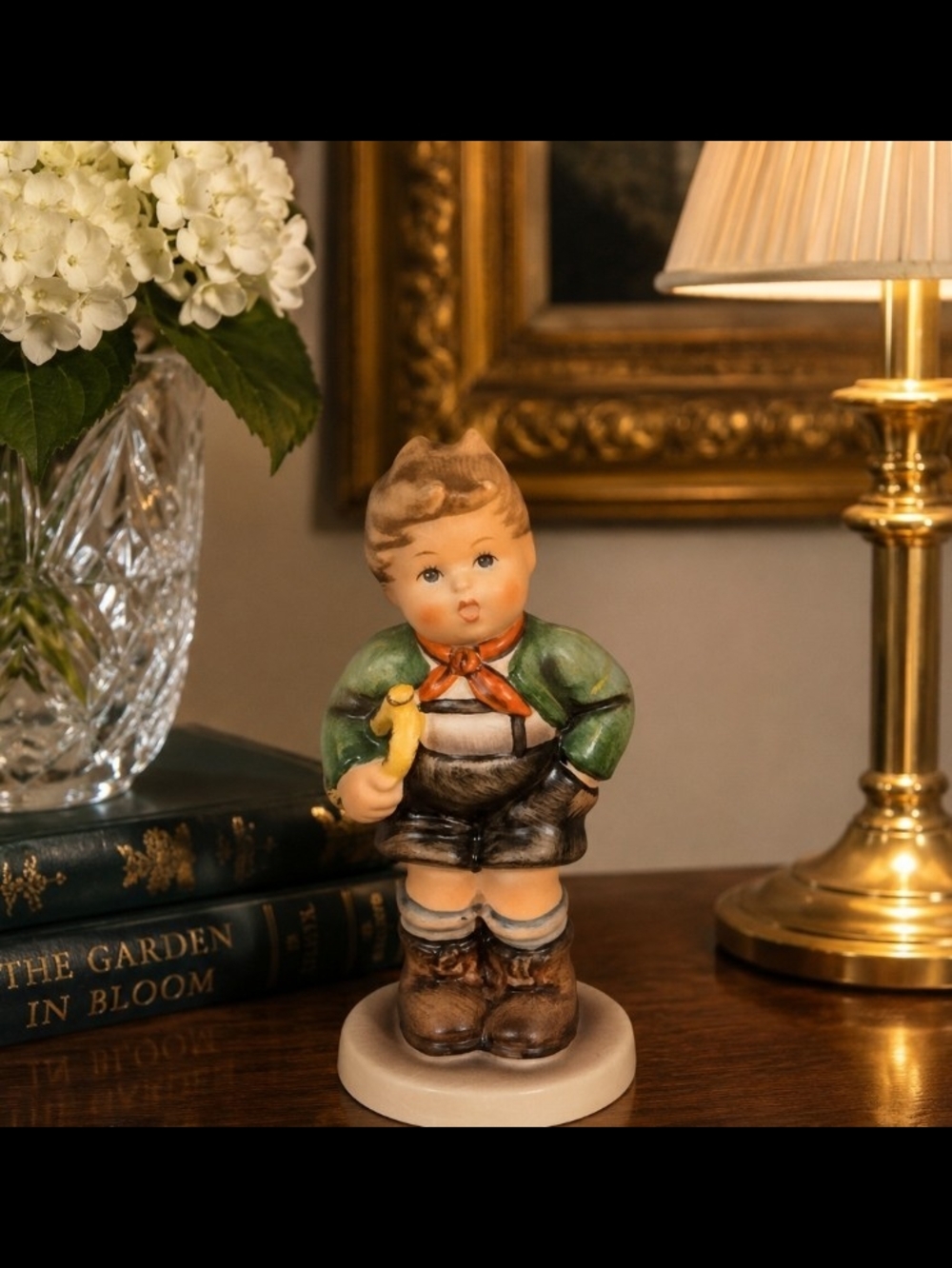 Goebel Hand-Painted Figurine in Green, Brown, Yellow and Orange